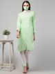 Chikan Embroidered Rayon Kurti & White Lace Pant: Elegant Two-Piece Suit