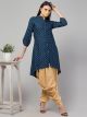 Asymmetrical Buttoned Tunic & Rayon Dhoti Set: Effortless Elegance with Cowls