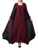Mushkiya-Abaya Dress With Attached Shrug and a Matching Belt in Contrast Colours