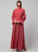 Front Open Abaya With Matching Belt And Kimono Sleeves. It comes with hidden pop-up buttons.