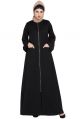 Long Zipper- Casual Abaya For Winters-Black