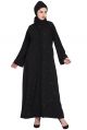 All Over Embroidered-Front Open Abaya-Black