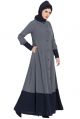 Dual Color- Front Open Abaya-Grey Blue