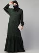 Closed Abaya With Show Buttons & Pleated Hem