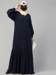 Closed Abaya With Show Buttons & Pleated Hem- Firdaus Fabric
