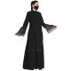 Mushkiya-Black Abaya With Bell Sleeves In Organza