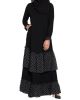 Musheco- Black Abaya Dress with Contrast Polka Layers