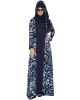 Whimsical Attached Shrug Abaya in Double Layer-Navy Blue-White