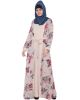 Whimsical Attached Shrug Abaya in Double Layer-Beige Print