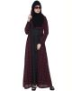 Whimsical Attached Shrug Abaya in Double Layer-Black-Maroon-Small