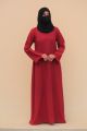 A Line Abaya with Elasticated Sleeves in Maroon