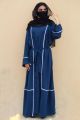 Dual Color Abaya Like Dress with Buckled Belts