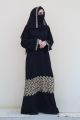 Modest Emirati Golden Embroidered Abaya With Matching Stole